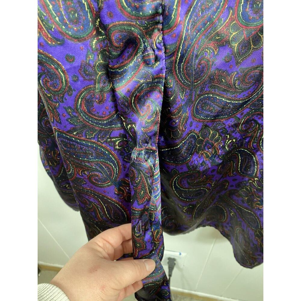 Vintage Lane Bryant Purple Paisley Print Long Sleeve Nightgown Button Plus 26/28 - Picture 5 of 12
